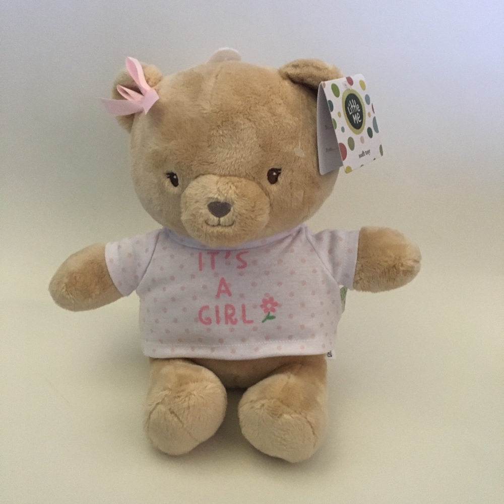 Plush Bear Baby Gift with “It's A Girl” Shirt and Pink Bow NEW | Little Me